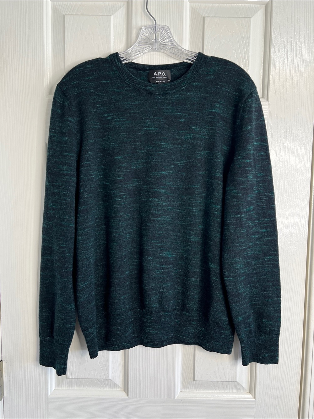 A.P.C. Green marled crewneck Soft wool women’s sweater size XL